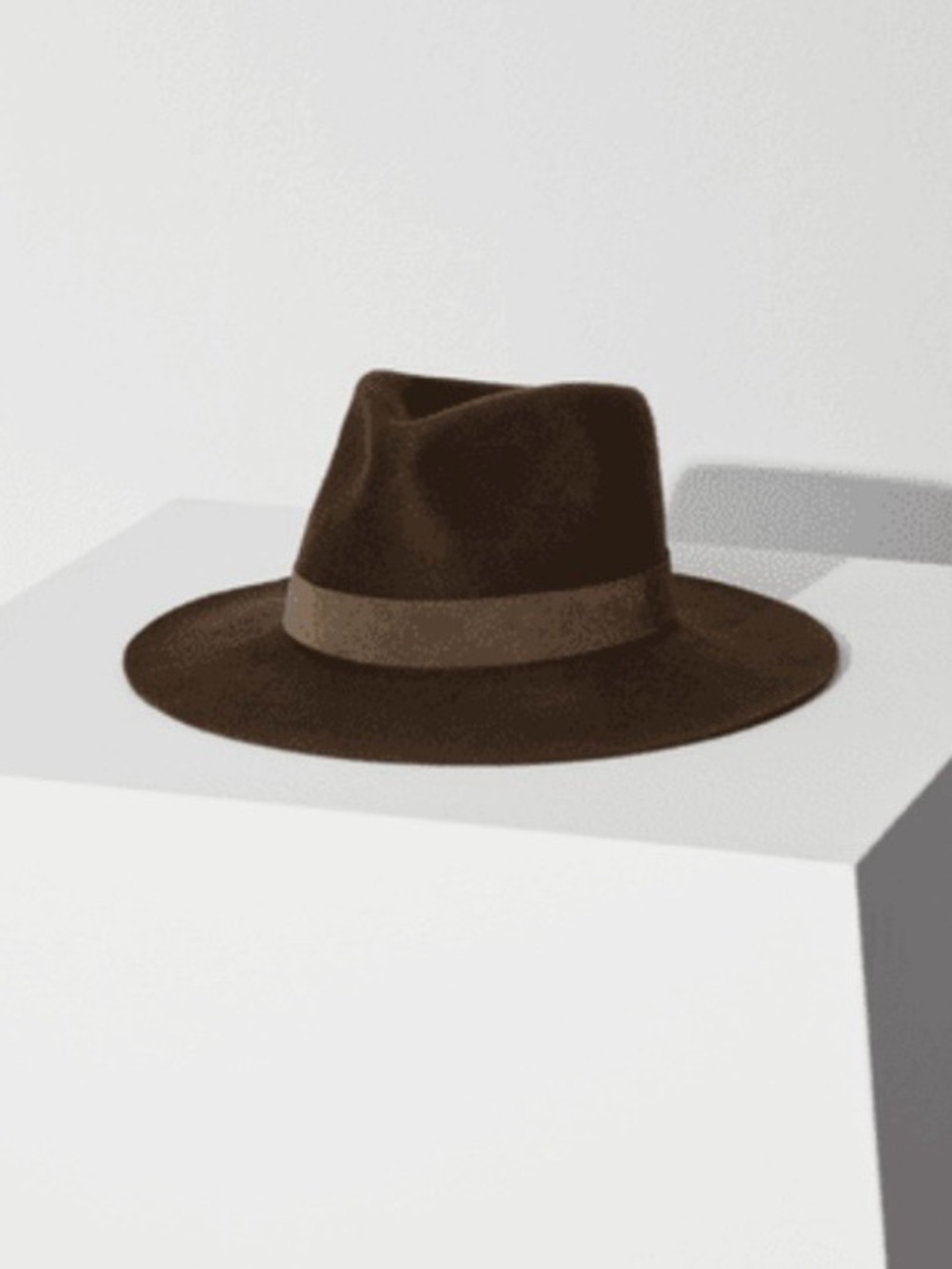 Janessa Leone Auggie Dark Olive Wool Fedora with Suede Band